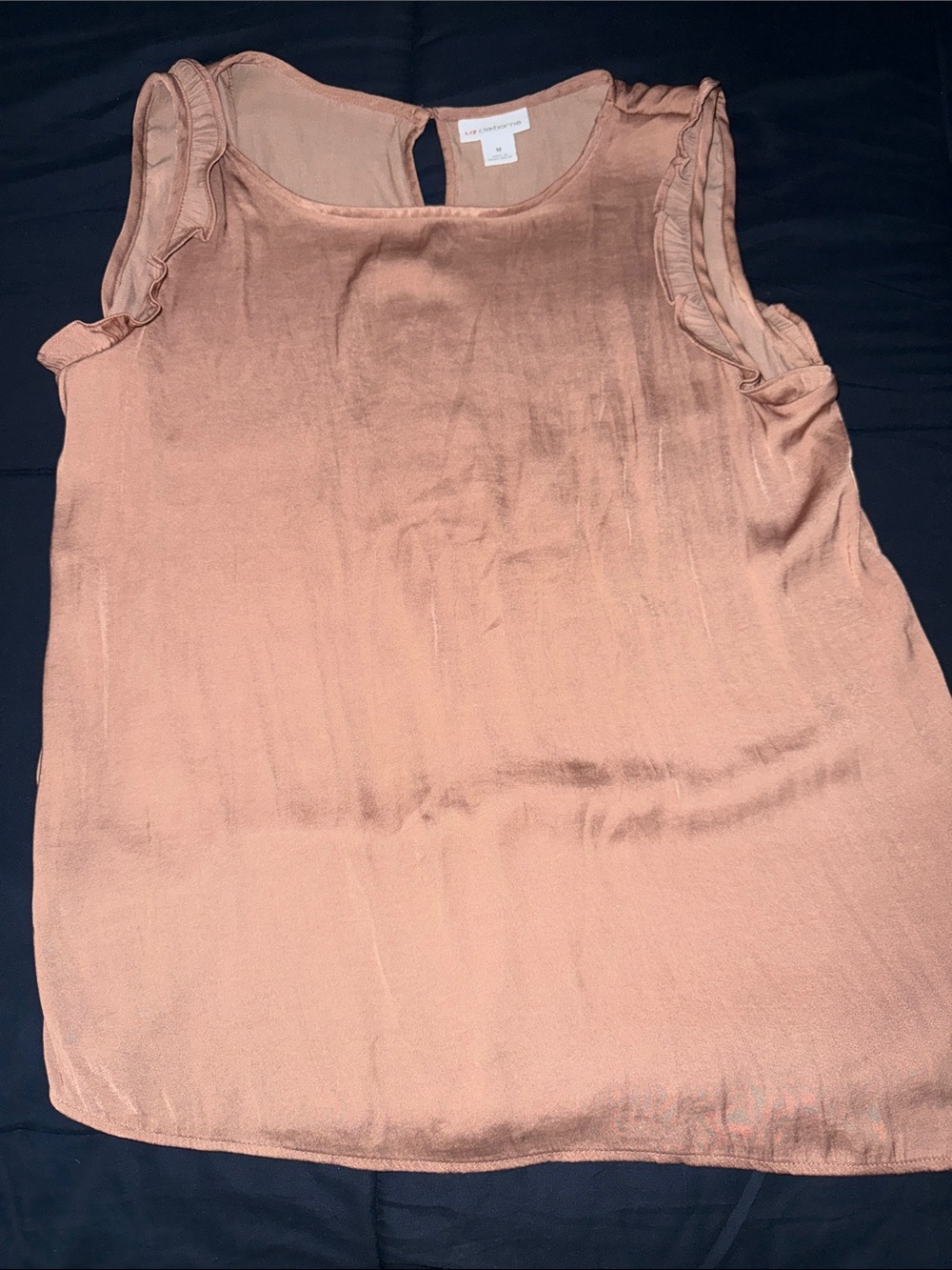 Liz Claiborne Sleeveless Ruffle-Trim Top in Brown